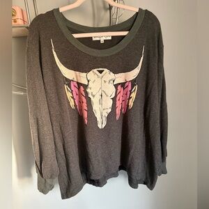 Wild Fox bull skull pull over sweater